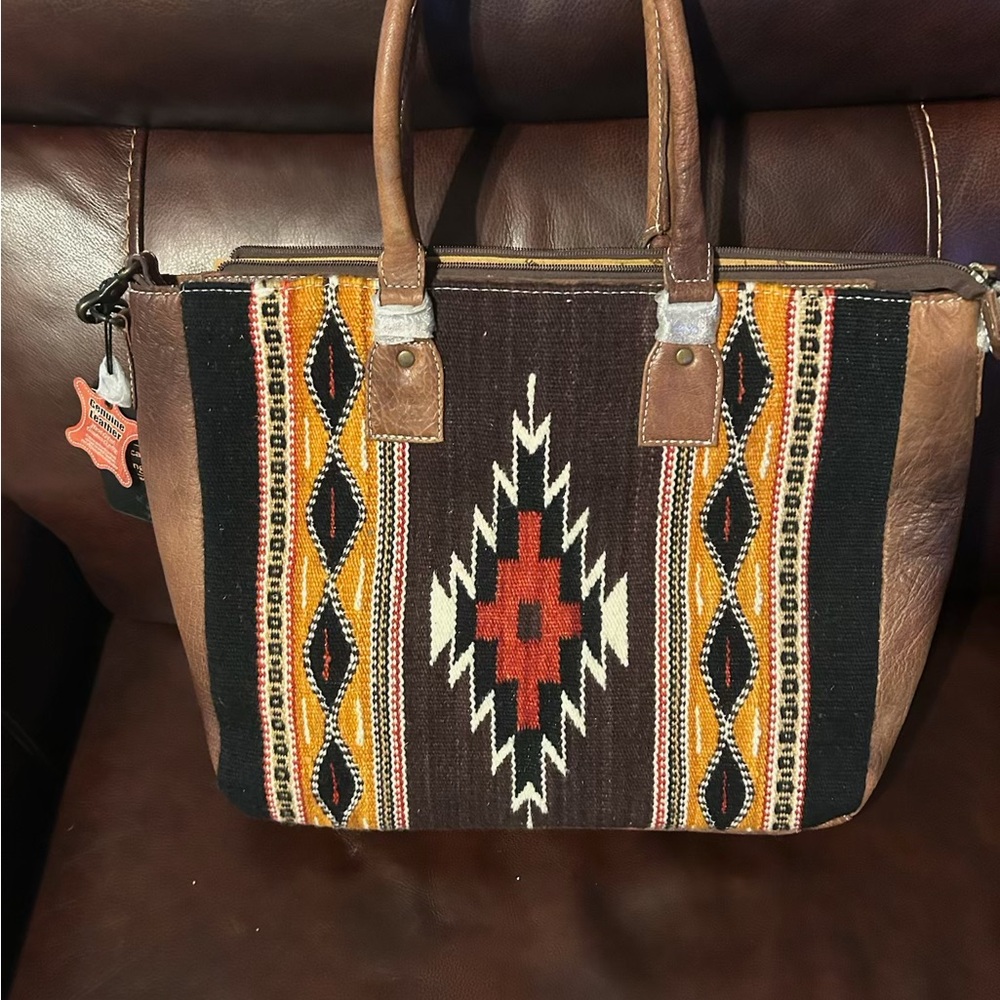American Darling saddle blanket Brown and Black Geometric Pattern Tote Bag
